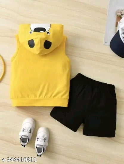 Boys/Girls Yellow Hosiery Cotton Clothing Set (Pack Of 1)