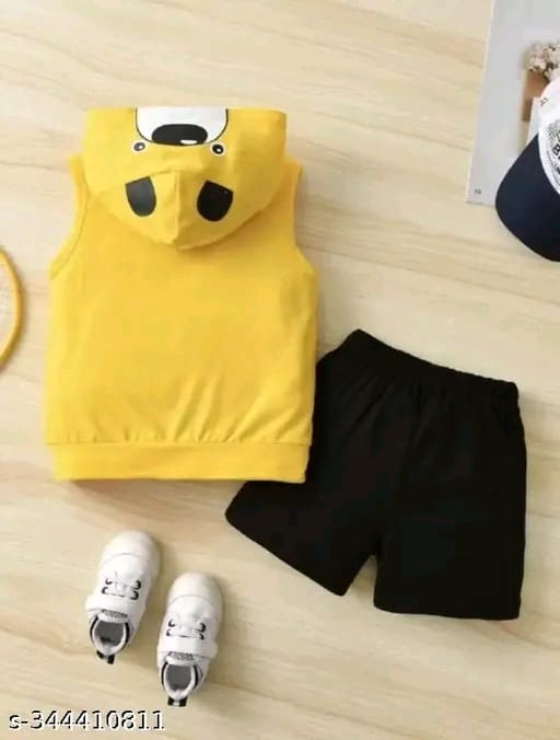 Boys/Girls Yellow Hosiery Cotton Clothing Set (Pack Of 1)