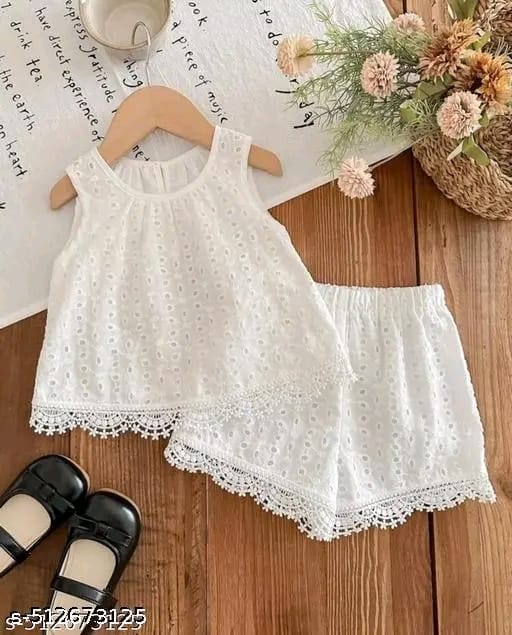 White Clothing Set For Kids Girl