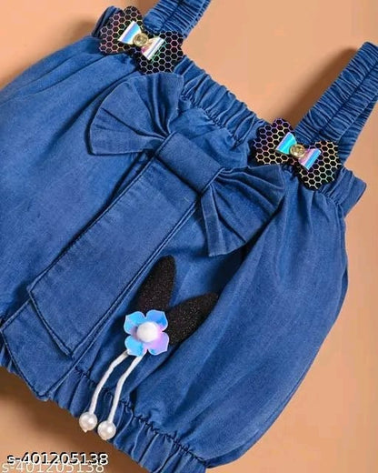 New Latest Baby Girl Outfits Summer Clothes Top With Shorts Set Denim Blue