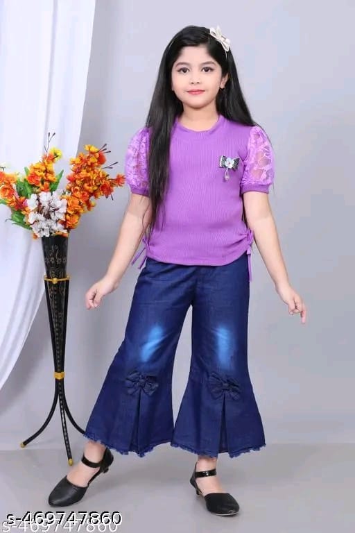 Girls top pant,Girls party wear dress,top pant for girls,girls dress,top and plazzo, net sleeve top and plazzo for girls