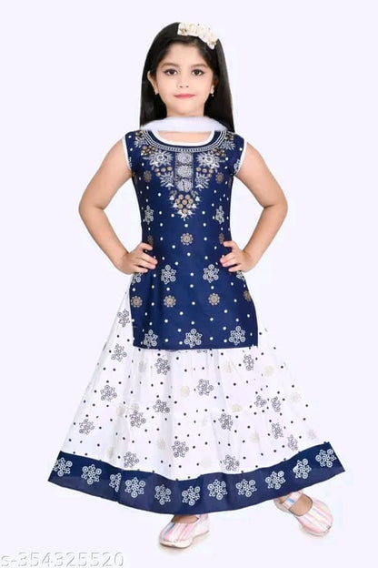 Printed Kurta and Skirt Set with Dupatta for Girls