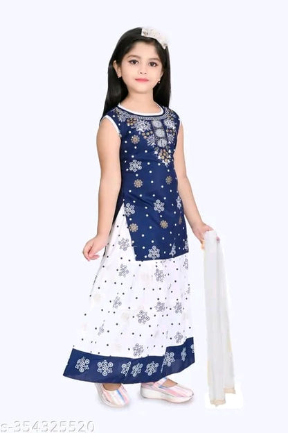Printed Kurta and Skirt Set with Dupatta for Girls