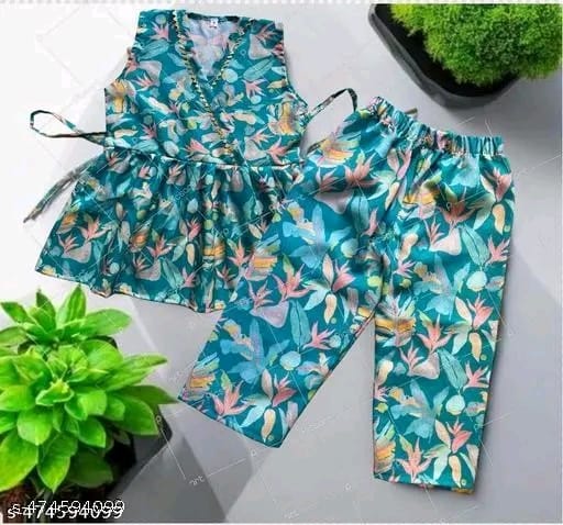 Cutiepie Elegant Girls Top & Bottom Sets This product is made in 100% Rayon slub fabric.