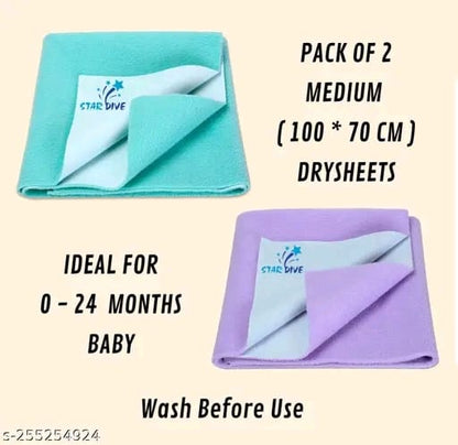 STAR DIVE Waterproof Drysheet, Baby bed Protector, Urine Sheet, Diaper free Sleeping Mat, Play Mat, Massage Mat, Menstrual flow Mat, washable, Reusable, Breathable, Skin Friendly, Heat Free, small size 100X70 cm (pack of 2)
