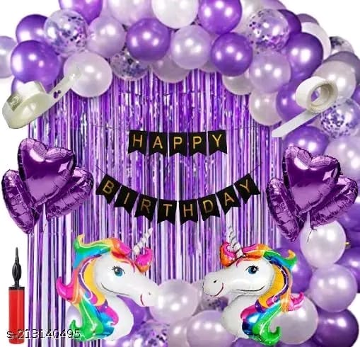 Happy Birthday Unicorn Decoration / Unicorn Birthday Foil / Matellic Balloons Birthday / Curtain Decoration for Birthday / Birthday Backdrop for Decoration - kitt
