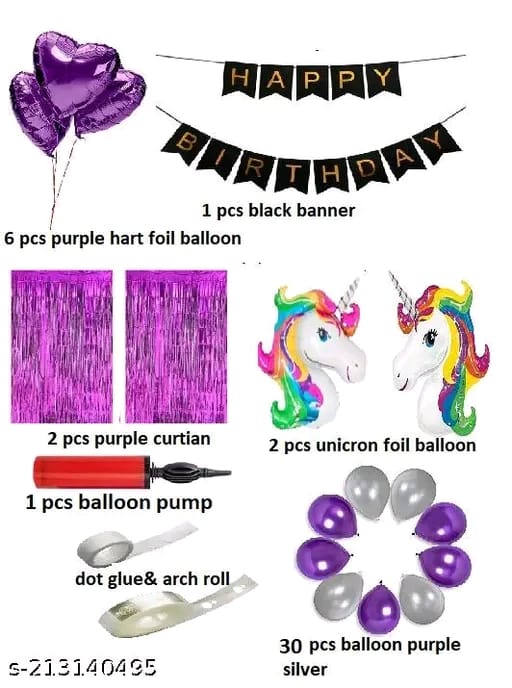 Happy Birthday Unicorn Decoration / Unicorn Birthday Foil / Matellic Balloons Birthday / Curtain Decoration for Birthday / Birthday Backdrop for Decoration - kitt