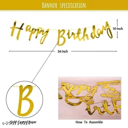Gold black Birthday Decoration Combo Kit with White Net Curtain Cloth and Fairy Lights – Balloons, LED Light for boys,girls,wedding,anniversary, Baby Shower Decorations (Black and Gold)