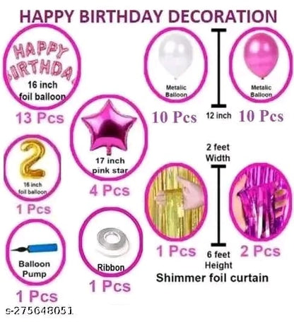 Second/2nd Happy Birthday Combo/Kit Pack Material For Party Decorations