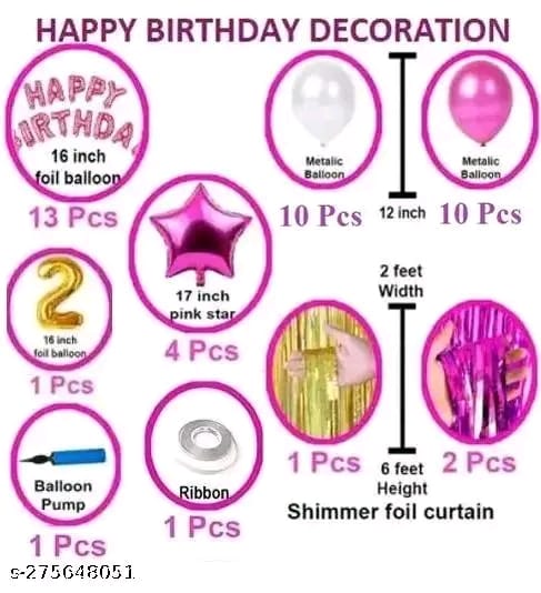 Second/2nd Happy Birthday Combo/Kit Pack Material For Party Decorations
