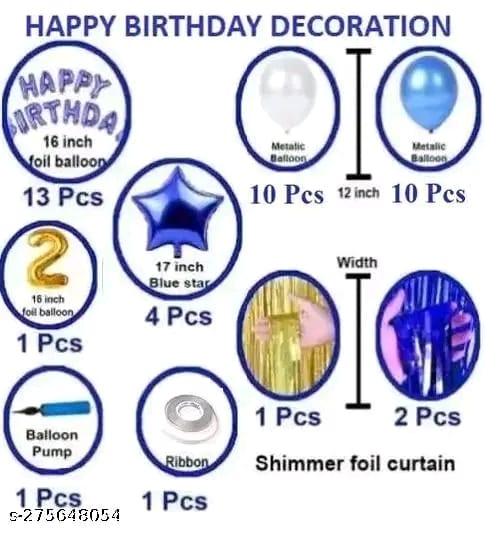 Second/2nd Happy Birthday Combo/Kit Pack Material For Party Decorations