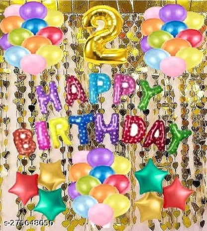 HAPPY BIRTHDAY MULTI FOIL + 2 CURTIAN HART GOLD FOIL +6 STAR RED GOLD & GREEN + NO 2 FOIL + MULTI BALLOON 30