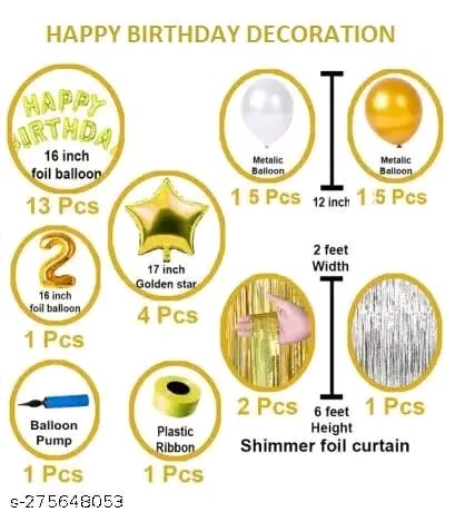 Second/2nd Happy Birthday Combo/Kit Pack Material For Party Decorations