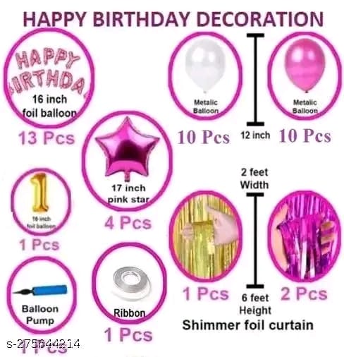 First/1st happy birthday combo/kit material for party decorations Letter Balloon