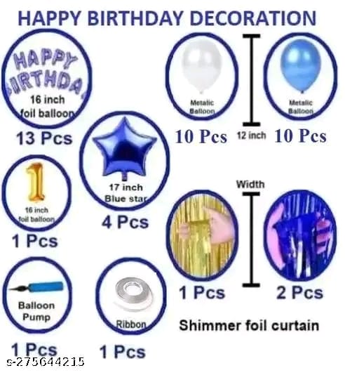 First/1st happy birthday combo/kit material for party decorations Letter Balloon