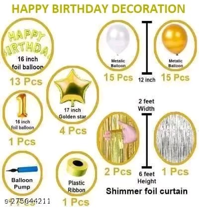 First/1st happy birthday combo/kit material for party decorations Letter Balloon