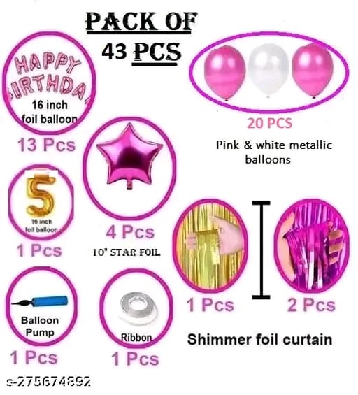 Fifth/5th Happy Birthday Combo/Kit Pack Material For Party Decorations
