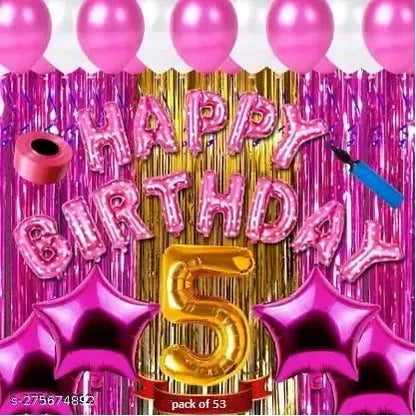 Fifth/5th Happy Birthday Combo/Kit Pack Material For Party Decorations