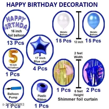 Fifth/5th Happy Birthday Combo/Kit Pack Material For Party Decoration