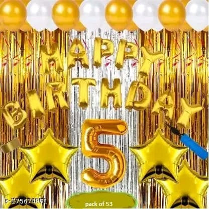 Fifth/5th Happy Birthday Combo/Kit Pack Material For Party Decorations