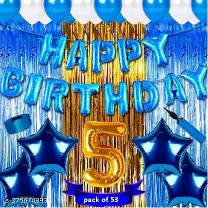 Fifth/5th Happy Birthday Combo/Kit Pack Material For Party Decoration