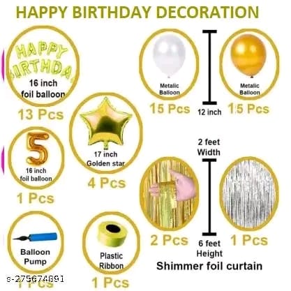 Fifth/5th Happy Birthday Combo/Kit Pack Material For Party Decorations