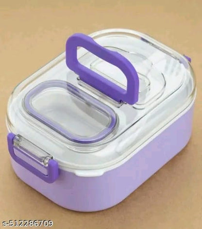Fampoux Wow combo 800 ml capacity Lunch box with 400 ml capacity bottle for kids, Airtight Tiffin box, leakproof 3 containers Lunch box , 400 ml bottle pack with lunchbox (Purple color)