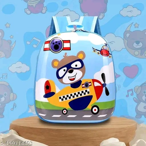We Clever Play School Kindergarten Kids School Bag, Cool Cartoon Design Kids Bag for Boys Girls, Baby Bag for 2-4 Years Kids (Teddy Plane)