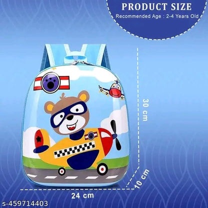 We Clever Play School Kindergarten Kids School Bag, Cool Cartoon Design Kids Bag for Boys Girls, Baby Bag for 2-4 Years Kids (Teddy Plane)
