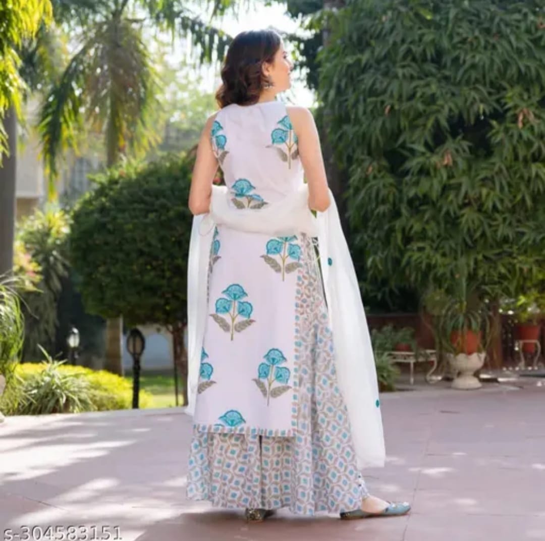 Designer Sharara Kurti Set with Embroided Dupatta For Women's