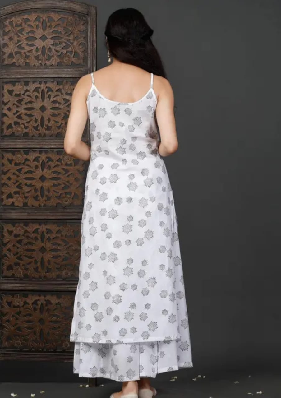 Navyanshi Women Strip Shoulder Kurta, Palazzo & Dupatta Set