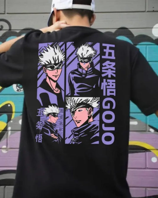 GARMIN Men's Black Cotton Oversized Round Neck T-Shirt - Kakashi Hatake Anime Design