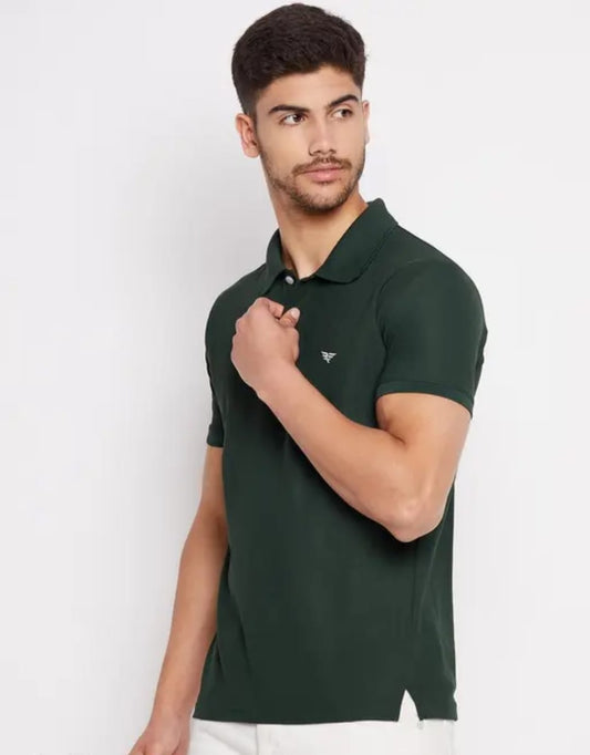 RISS Men's Cotton Half Sleeves Solid Polo T-shirt