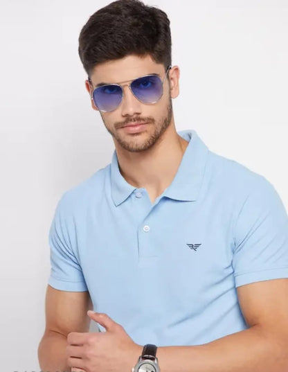 RISS Men's Cotton Half Sleeves Solid Polo T-shirt