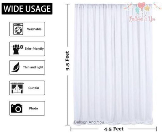 White Net Curtain For Happy Birthday Decoration With Net Curtain -35Pcs Combo With White Net, Led Fairy Lights And Blue/White/Golden Balloons - Background Decoration Items, Birthday Decoration Items,Cabana Tent Decoration