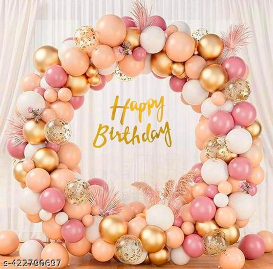 SULAGO Pastel Theme Birthday Decoration items for girls, pastel balloons for decoration, Peach, Gold, Pink and white balloons for decoration, balloons for birthday decor - 57 items