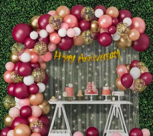 ANNIVERSARY BURGUNDY PINK AND GOLDEN COMBO SET 50 & ABOVE