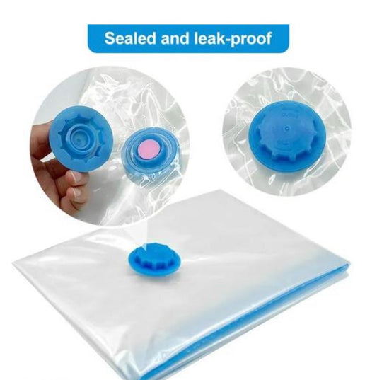5 Pack Vacuum Bags for Travel with Hand Pump,Airtight,Reusable Space Saver Compression Bags for Packing,Sealer Bags with Ziplock for Blanket (2 Small,2 Medium,1 Large)