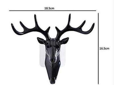 Alluring Keyring Wall Hook Gorgeous Deer Wall Hook Holder Animals Deer Head Hook Self Adhesive Wall Door Hook Multi Decorative Gift For Home Room Decor ( Black,Pack Of 2)