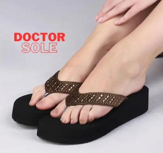 Women's stylish trendy wedges slippers best quality soft comfortable casual partywear n dailywear EVA flipflop with black heels for ladies n girl's (Stone/diamond)