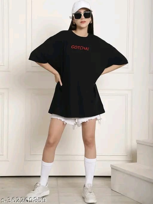 Fabflee Women's Typography Black Tshirts