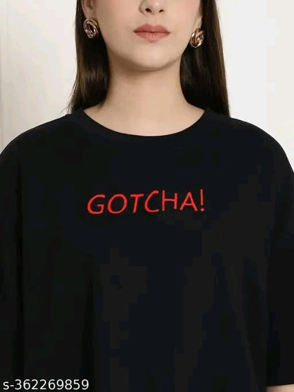 Fabflee Women's Typography Black Tshirts