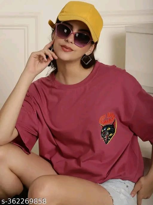 Fabflee Women's Placement Print Maroon Tshirts