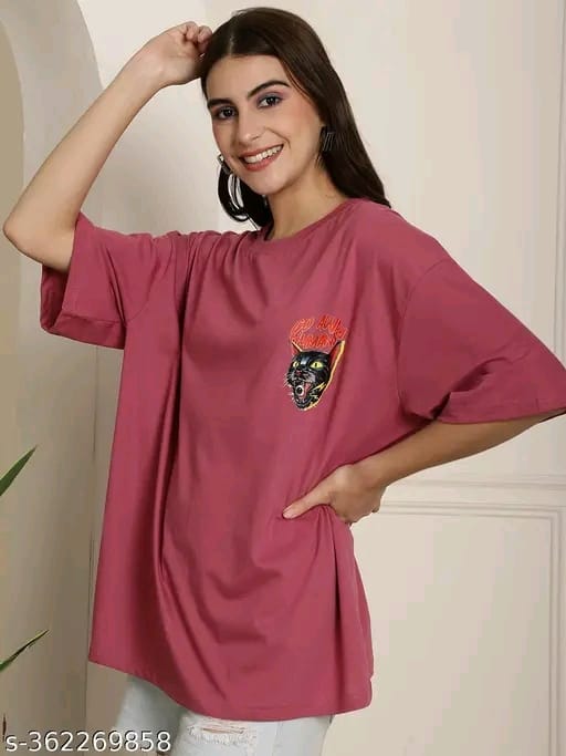 Fabflee Women's Placement Print Maroon Tshirts