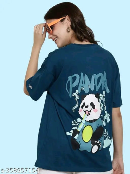 Graphic Printed Cotton Oversize Regular T-Shirt for Women