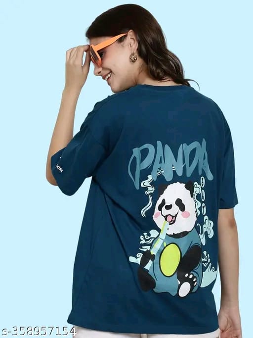 Graphic Printed Cotton Oversize Regular T-Shirt for Women