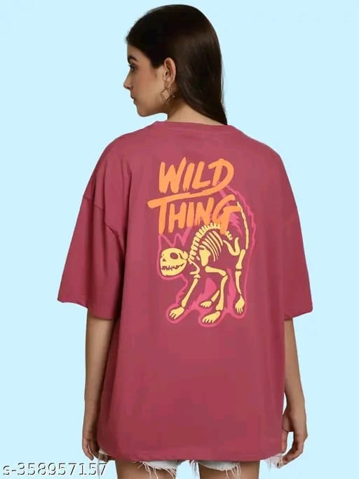 Graphic Printed Cotton Oversize Regular T-Shirt for Women