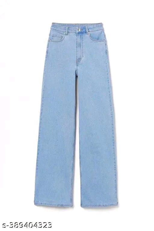 ICE BLUE DENIM WIDE LEG DENIM JEANS