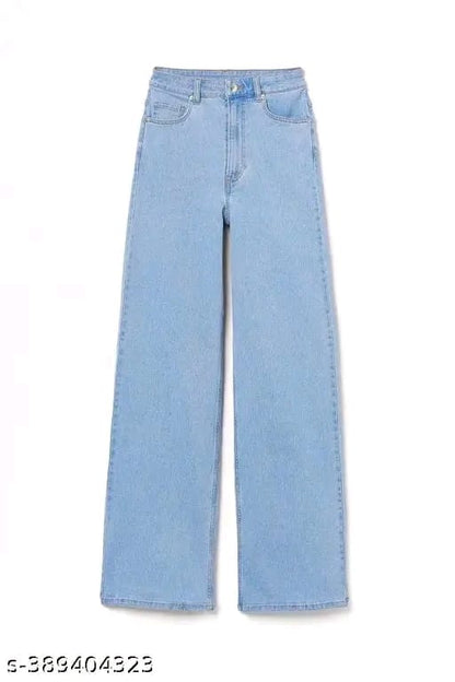 ICE BLUE DENIM WIDE LEG DENIM JEANS