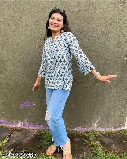 Cotton Printed Short Kurti for Women